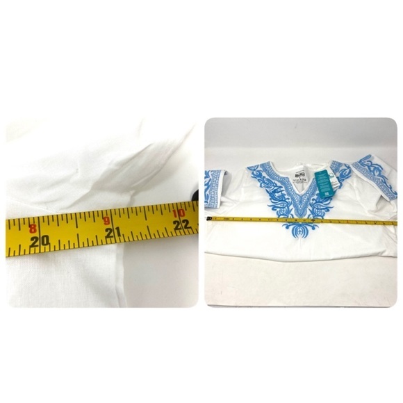 Boffo Tunic Top 100% Cotton Made in India Blue Embroidered Beach Cover N… - Picture 3 of 9